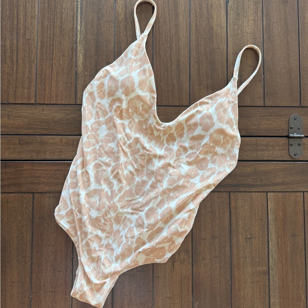 Aerie Tan and White Animal Print Swimsuit